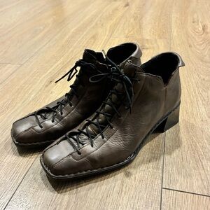 Rieker Brown Leather Lace-Up booties , women 37